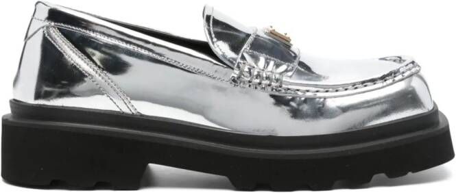 Dolce  Gabbana logo-plaque leather brogues Silver