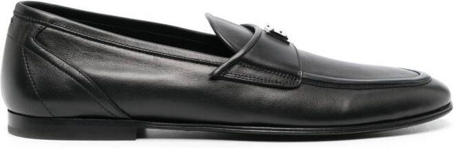 Dolce  Gabbana logo-plaque leather loafers Black