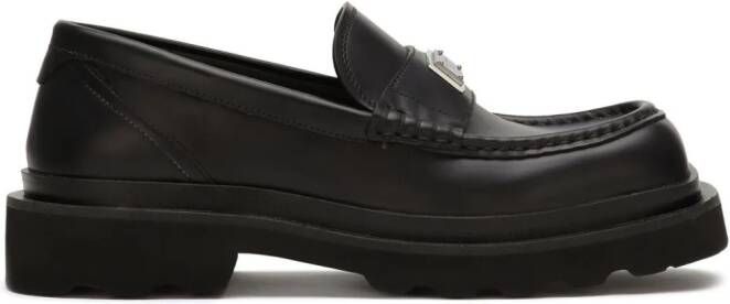 Dolce  Gabbana logo-plaque leather loafers Black
