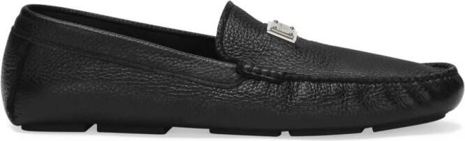 Dolce  Gabbana logo-plaque leather loafers Black
