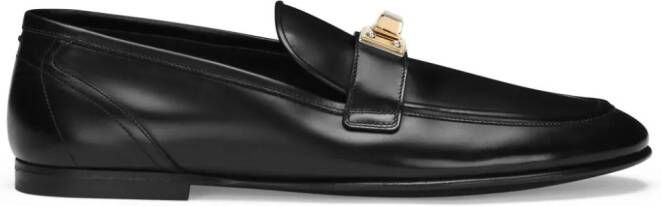 Dolce  Gabbana logo-plaque leather loafers Black