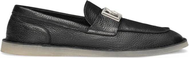 Dolce  Gabbana logo-plaque leather loafers Black