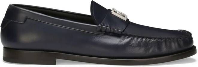 Dolce  Gabbana logo-plaque leather loafers Blue