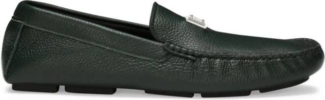 Dolce  Gabbana logo-plaque leather loafers Green