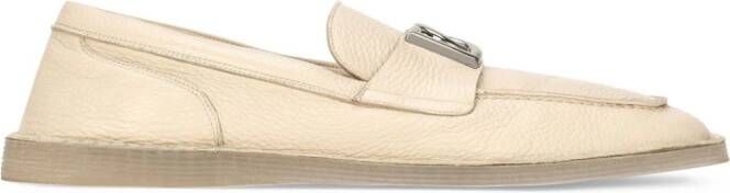Dolce  Gabbana logo-plaque leather loafers Neutrals