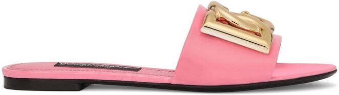 Dolce  Gabbana DG-logo patent leather sandals Pink