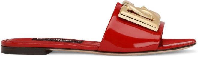Dolce  Gabbana DG-logo leather sandals Red