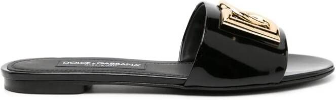 Dolce  Gabbana DG-logo leather slides Black