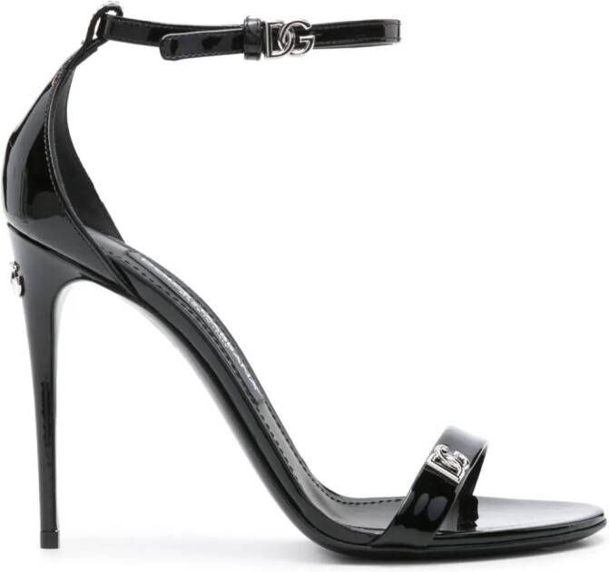 Dolce  Gabbana logo-plaque patent sandals Black