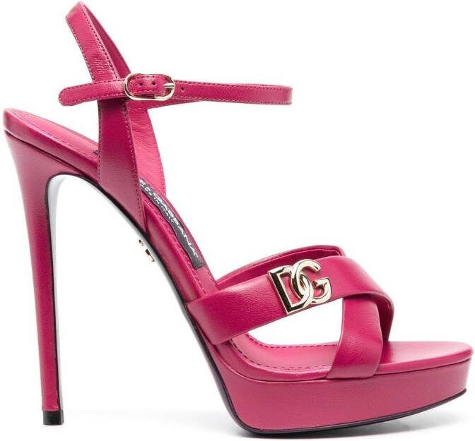 Dolce  Gabbana logo-plaque platform sandals Pink