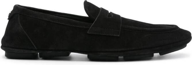 Dolce  Gabbana logo-plaque suede loafers Black