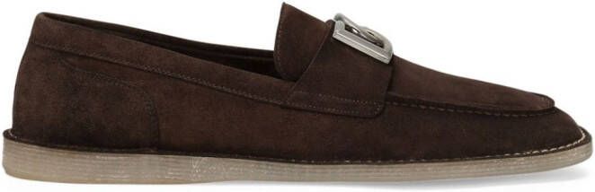 Dolce  Gabbana logo-plaque suede loafers Brown