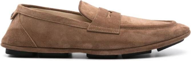 Dolce  Gabbana logo-plaque suede loafers Brown