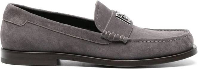 Dolce  Gabbana logo-plaque suede loafers Grey