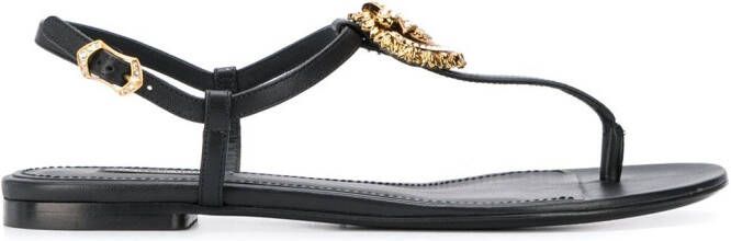 Dolce  Gabbana Devotion leather thong sandals Black