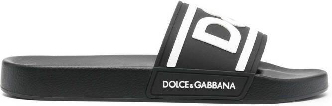 Dolce  Gabbana logo-print beach sliders Black
