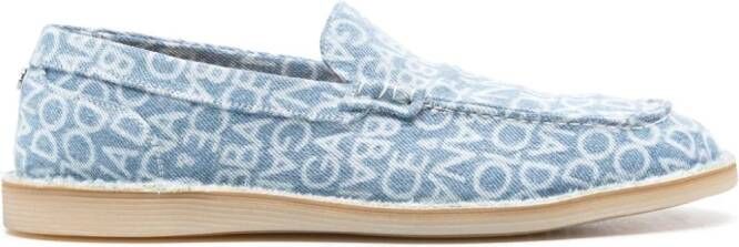 Dolce  Gabbana logo-print denim loafers Blue