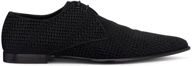 Dolce  Gabbana logo-print velvet derby shoes Black