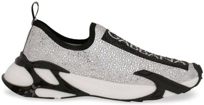 Dolce  Gabbana Fast rhinestone-embellished sneakers White