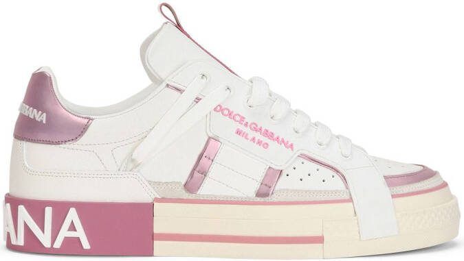 Dolce  Gabbana logo-stripe low-top sneakers White