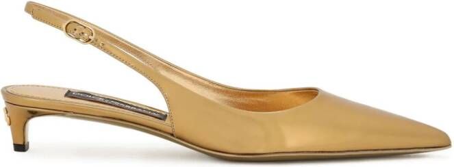 Dolce  Gabbana Lollo 30mm leather pumps Gold