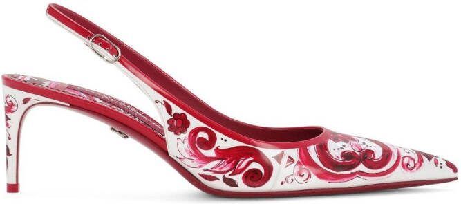 Dolce  Gabbana Majolica-print slingback pumps Pink