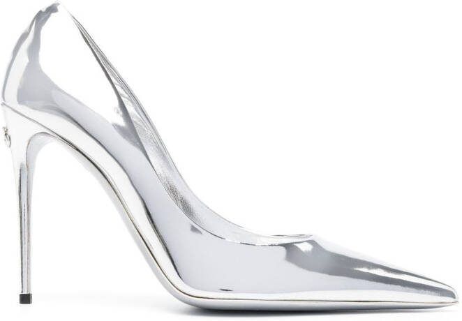 Dolce  Gabbana 110mm metallic-finish pumps Grey