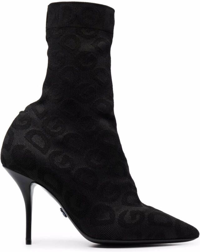 Dolce  Gabbana monogram ankle boots Black