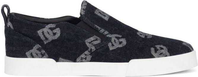 Dolce  Gabbana monogram jacquard slip-on sneakers Blue