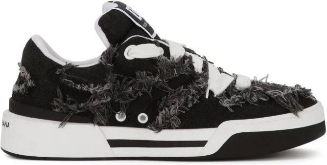 Dolce  Gabbana New Roma fray-trim sneakers Black