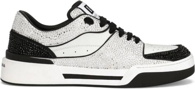 Dolce  Gabbana New Roma rhinestone-embellished sneakers White