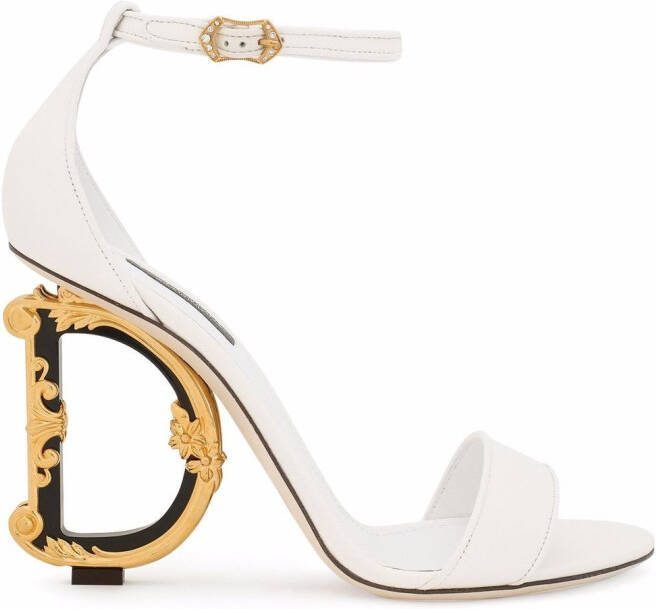 Dolce  Gabbana Baroque DG 105mm leather sandals White