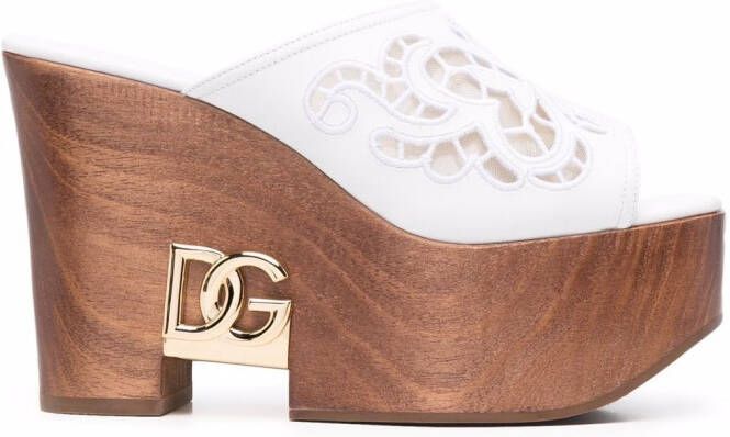 Dolce  Gabbana open-toe platform-sole sandals White