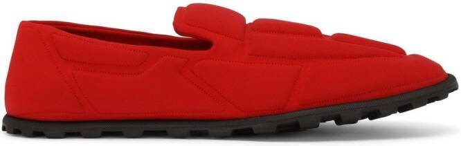 Dolce  Gabbana quilted-finish round-toe slippers Red