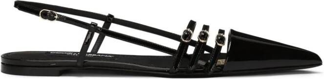 Dolce  Gabbana patent-finish leather ballerina shoes Black