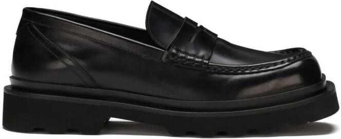 Dolce  Gabbana penny-slot leather loafers Black