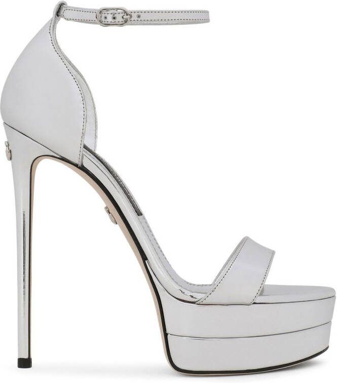 Dolce  Gabbana 145mm mirror-effect platform sandals Grey
