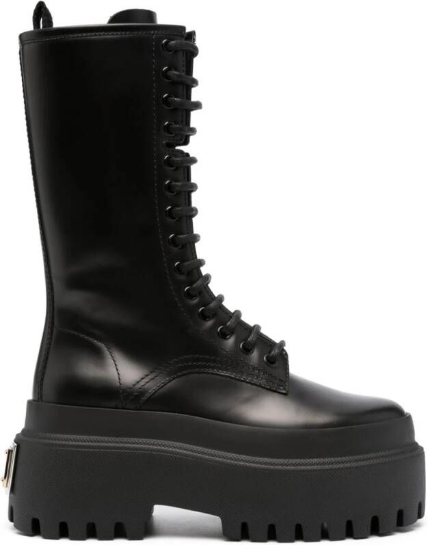 Dolce  Gabbana platform leather combat boots Black