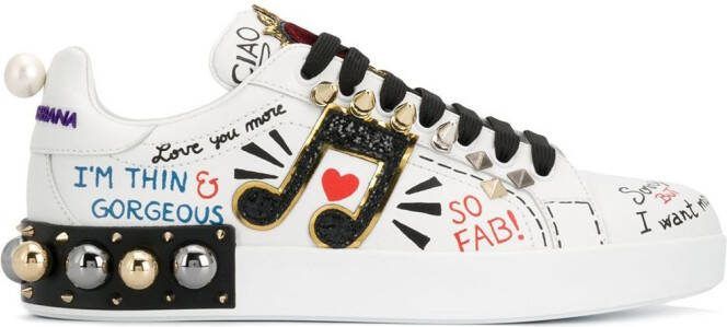Dolce  Gabbana Portofino appliqué sneakers White