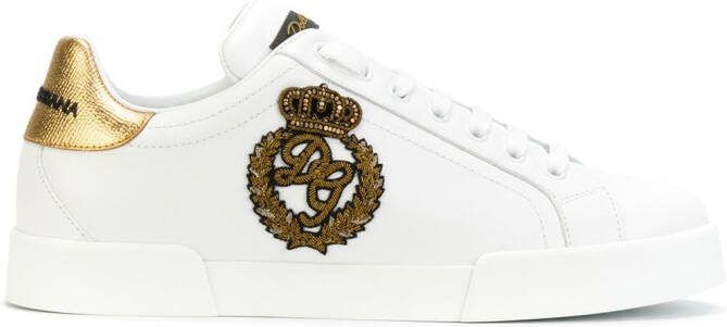 Dolce  Gabbana Portofino crown-patch leather sneakers White