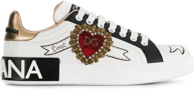 Dolce  Gabbana Portofino embroidered sneakers White