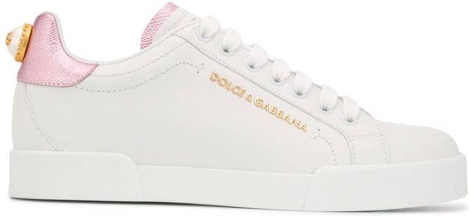 Dolce  Gabbana Portofino logo-tag leather sneakers White