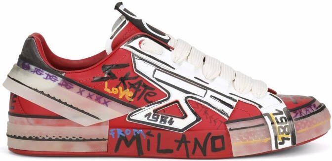 Dolce  Gabbana Portofino hand-painted sneakers Red