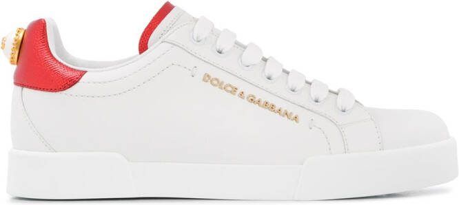 Dolce  Gabbana Portofino logo-tag leather sneakers White