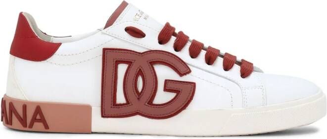 Dolce  Gabbana Portofino logo-appliqué leather sneakers White