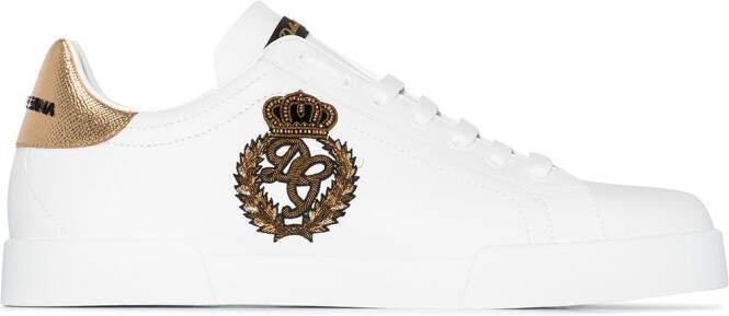 Dolce  Gabbana Portofino crown-patch leather sneakers White