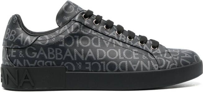 Dolce  Gabbana Portofino coated jacquard sneakers Black