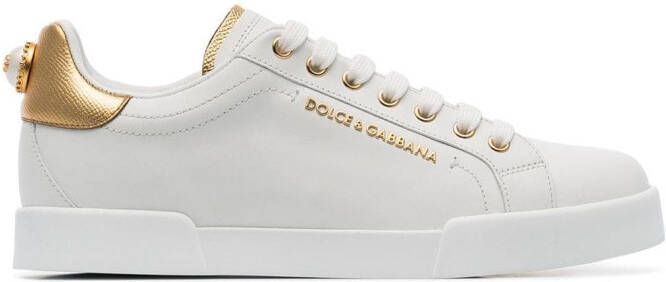 Dolce  Gabbana Portofino logo-tag leather sneakers White