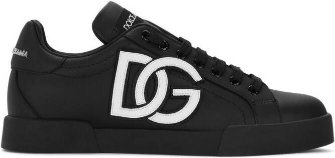 Dolce  Gabbana Portofino logo-tag leather sneakers Black