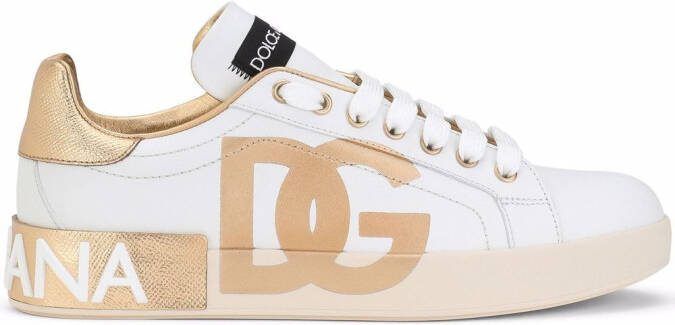 Dolce  Gabbana Portofino logo-print leather sneakers White